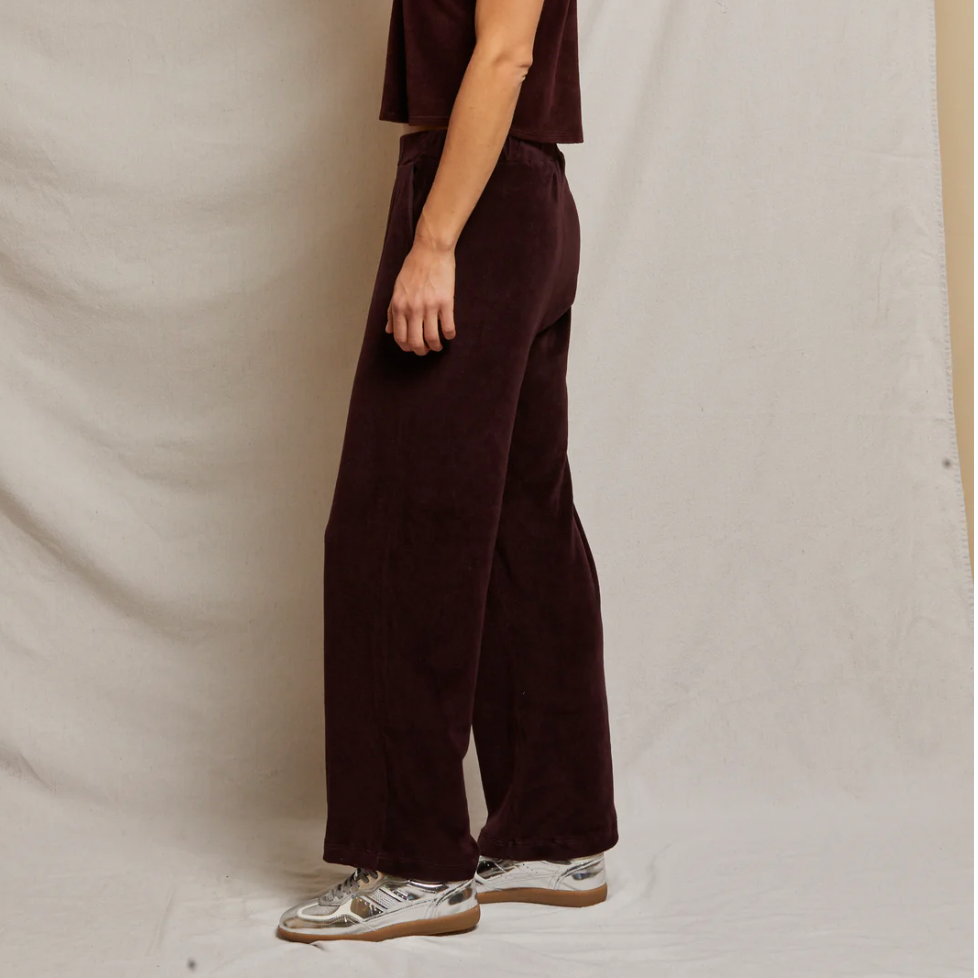 Holly Velour Wide Leg Blackberry