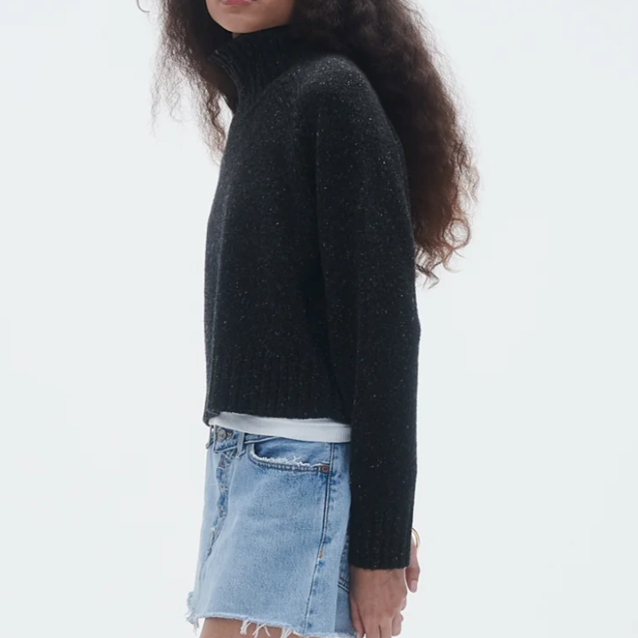 Cropped Turtleneck Charcoal