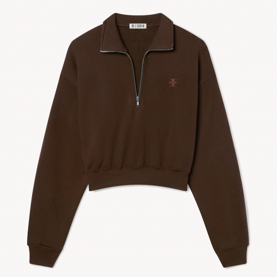 Cropped Half-Zip Sweatshirt Chocolate