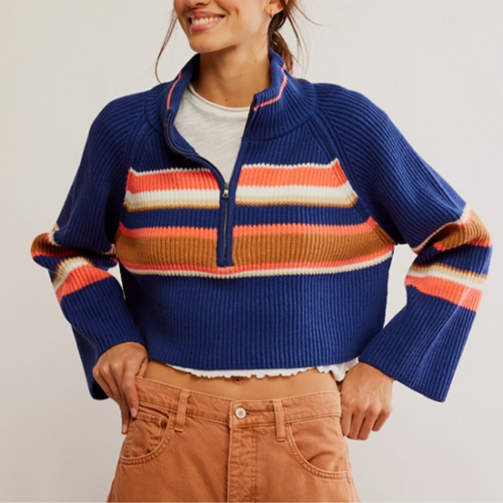 Striped Greta Half Zip Indigo Pura Combo