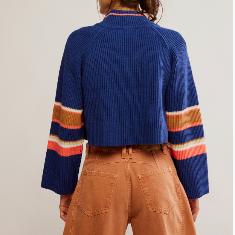 Striped Greta Half Zip Indigo Pura Combo