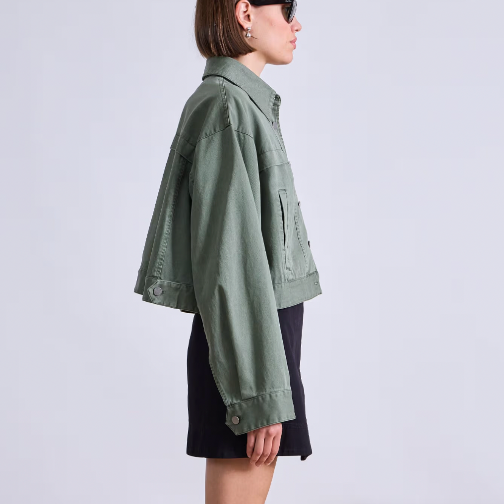 Cropped Trapeze Jacket Thyme