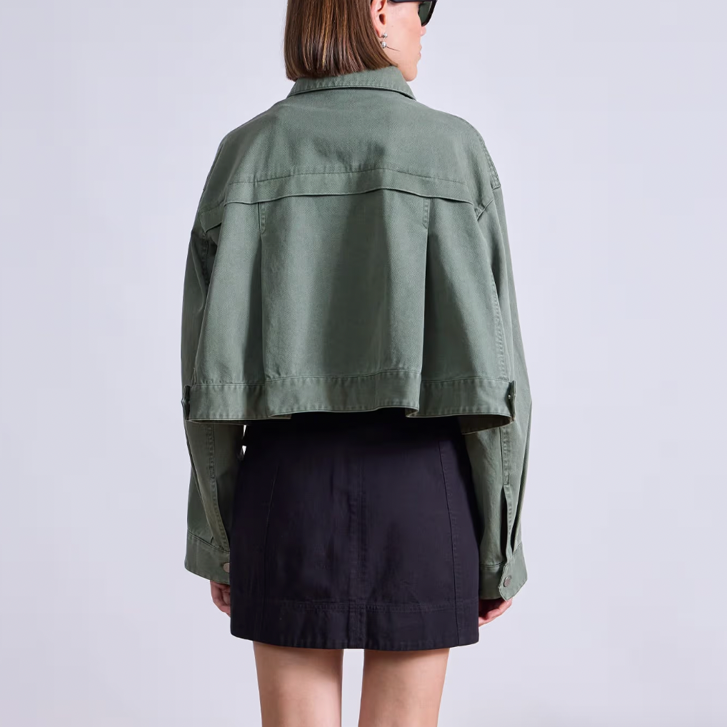 Cropped Trapeze Jacket Thyme