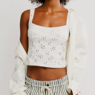 Full Bloom Eyelet Cami Ivory