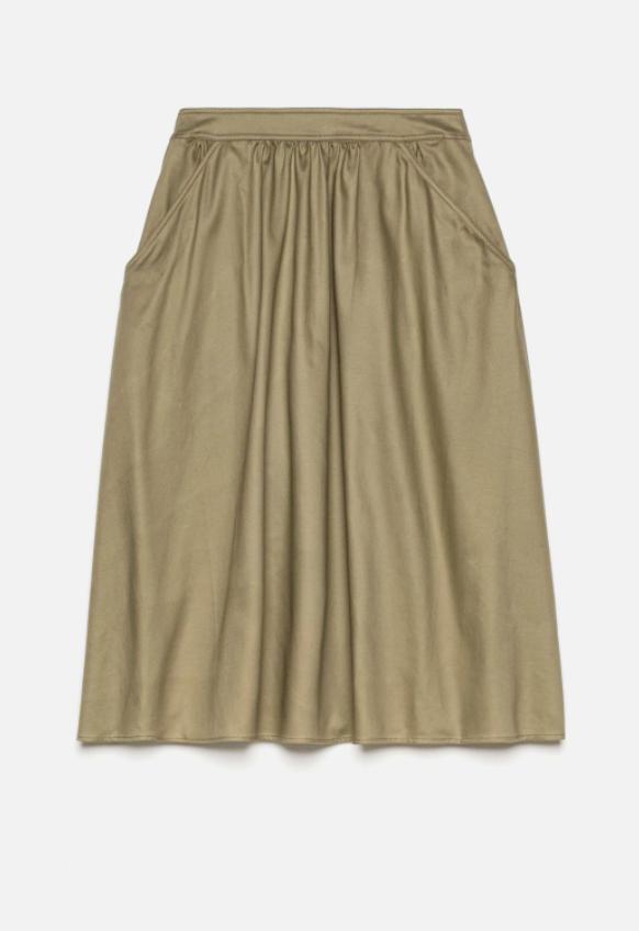 Jeanette Midi Pleated Skirt Kaki