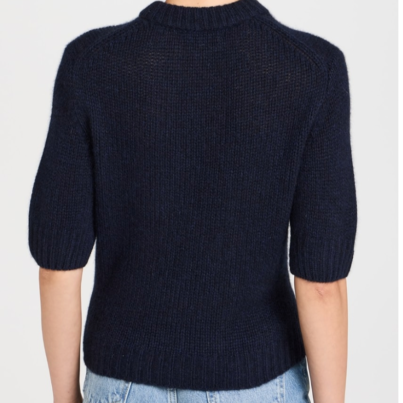 Cashmere Puff Slv Crew Deep Navy