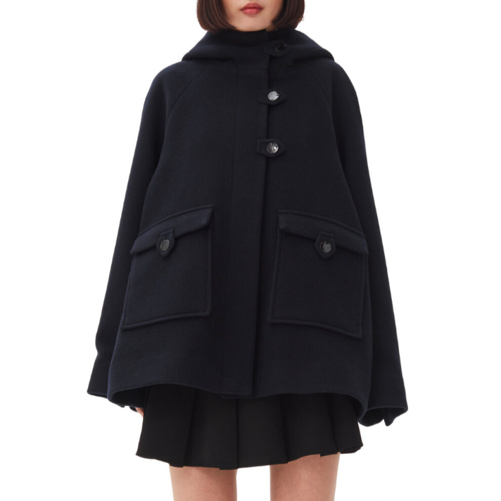 Boiled Wool Midi Jacket Sky Captain