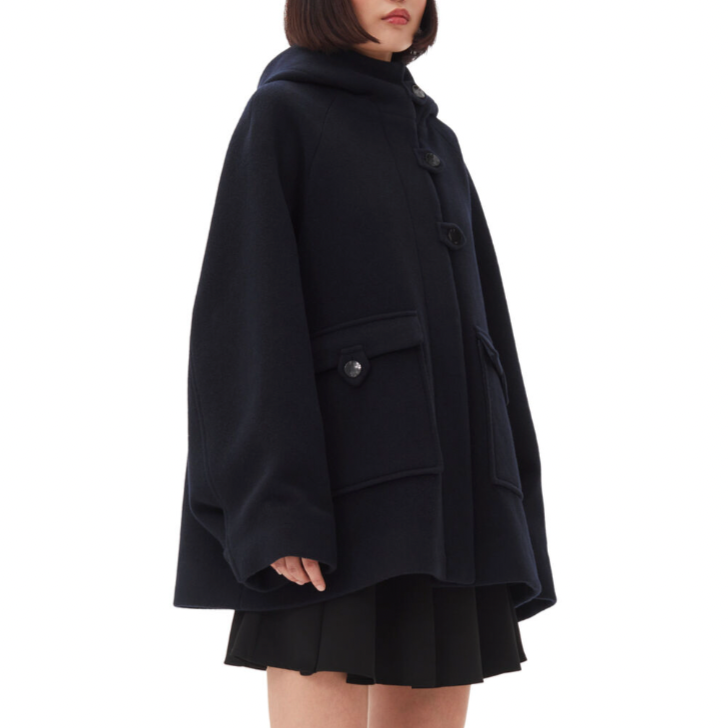 Boiled Wool Midi Jacket Sky Captain