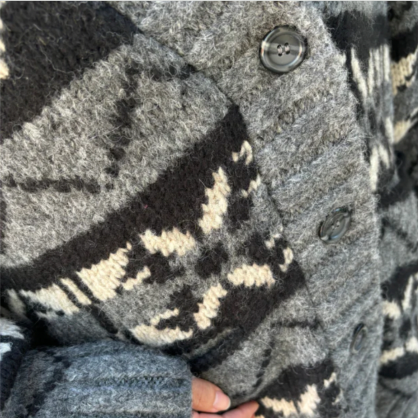 Plush Fair Isle Cardigan Grey Combo