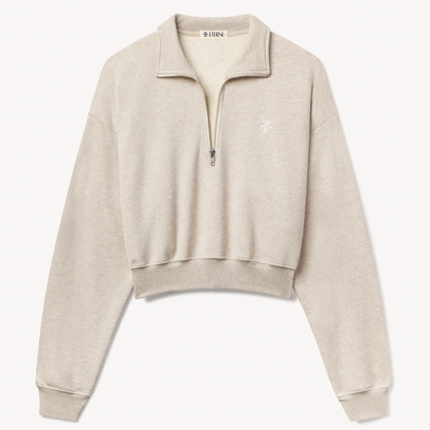 Cropped Half-Zip Sweatshirt Heather Oat