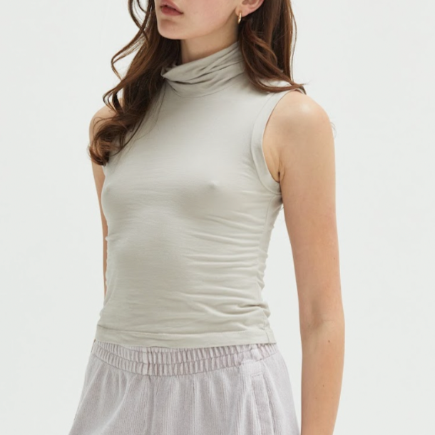 Tessa Turtleneck Tank Stone