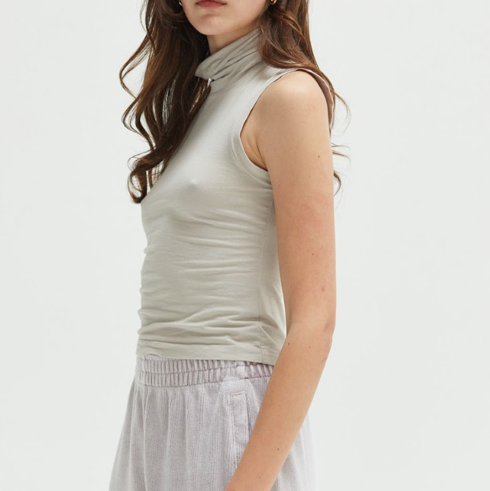 Tessa Turtleneck Tank Stone