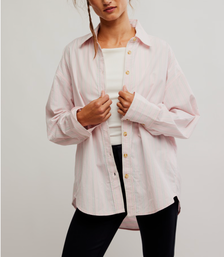 Striped Varsity Vibes Shirt Pink