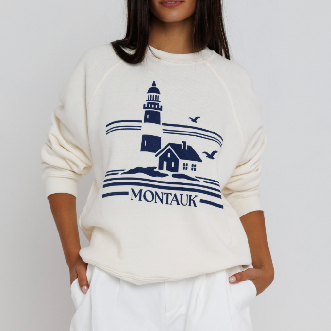 Montauk Lighthouse Sweatshirt Off White