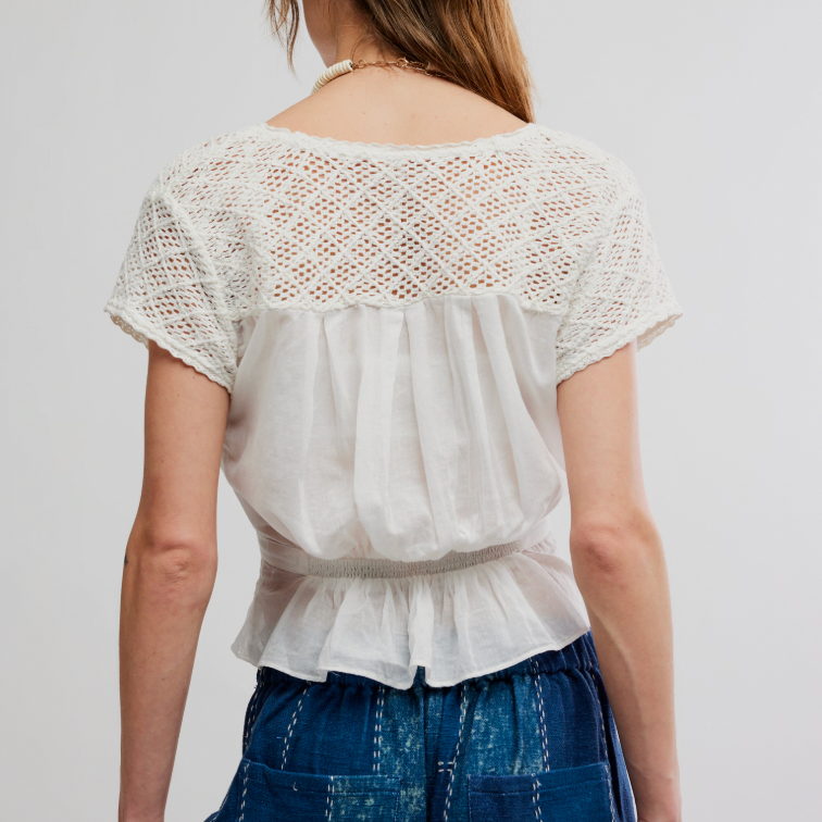 Gemma Embroidered Top Clean Ivory