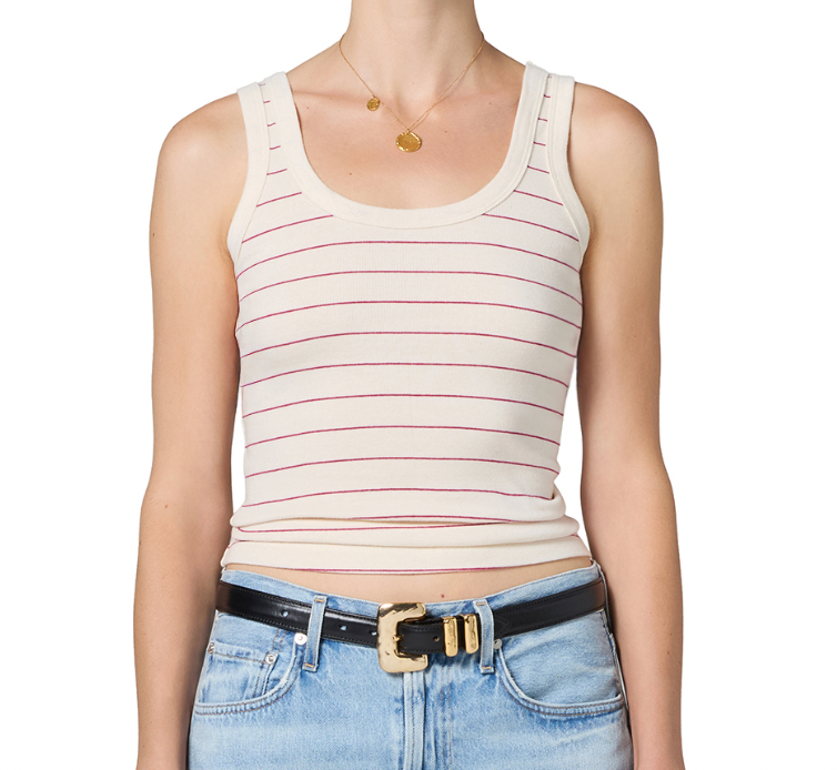Faye Tank Rasberry Pinstripe