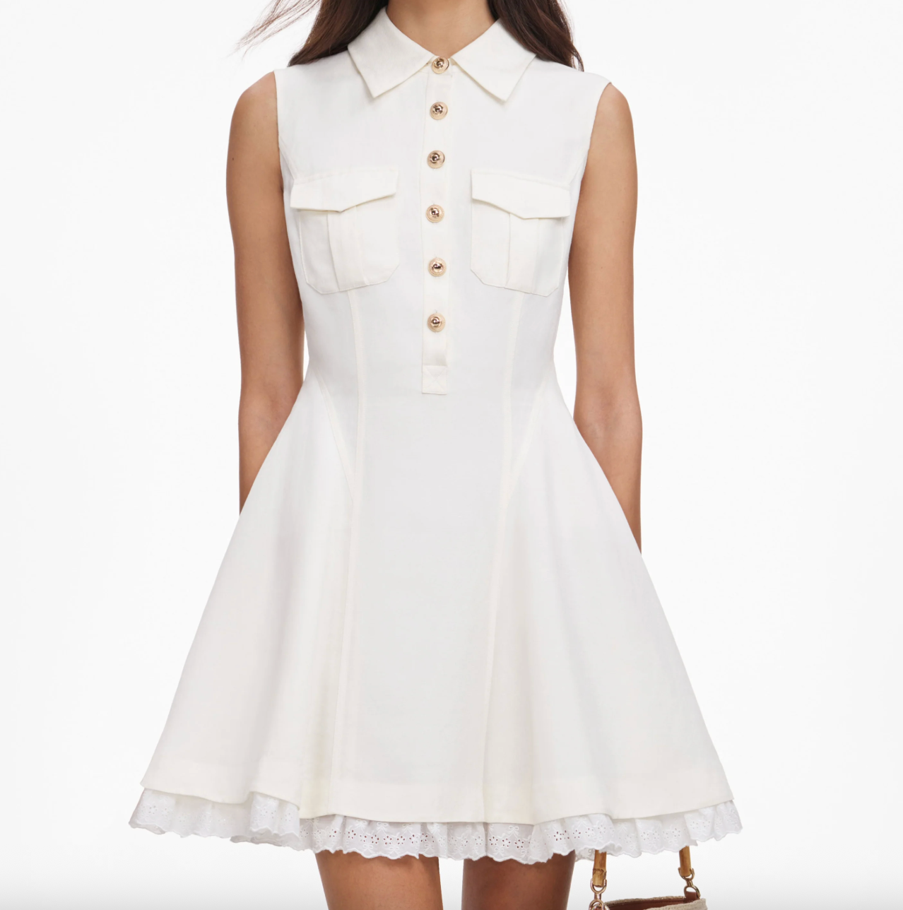 Linen Sleeveless Mini Dress Cream