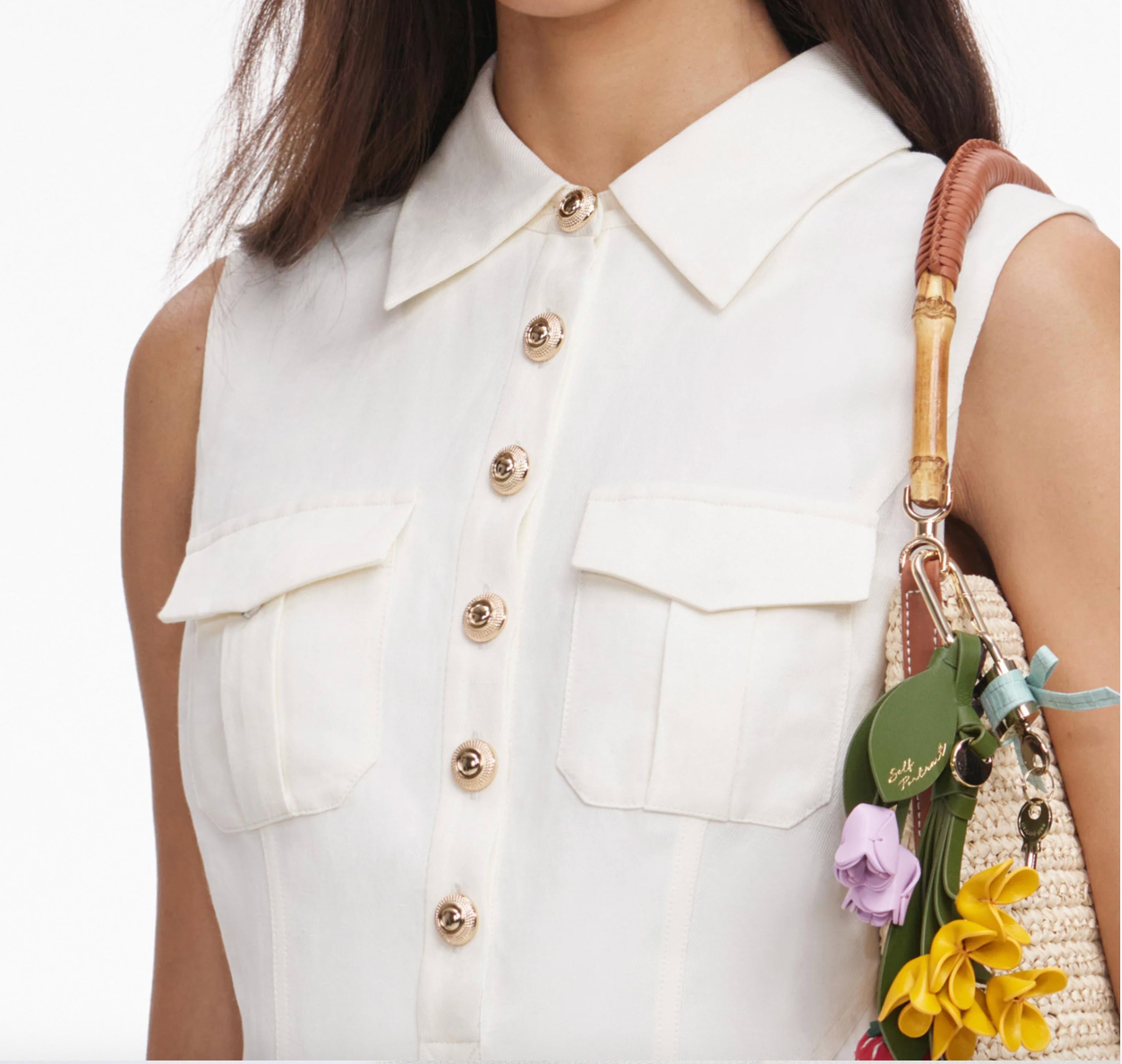 Linen Sleeveless Mini Dress Cream
