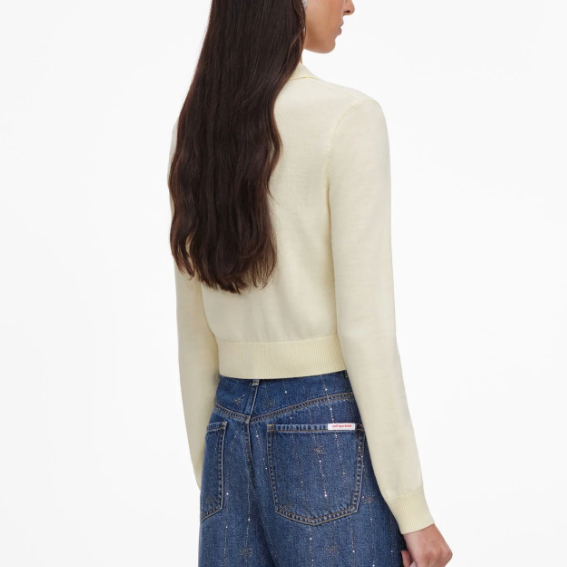 Flower Embroidered Knit Cardigan Yellow