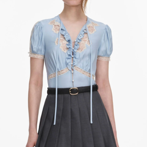 Viscose Lace Top Blue