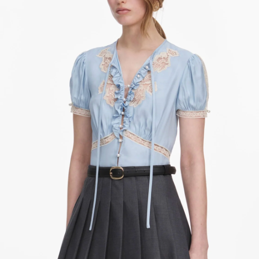 Viscose Lace Top Blue