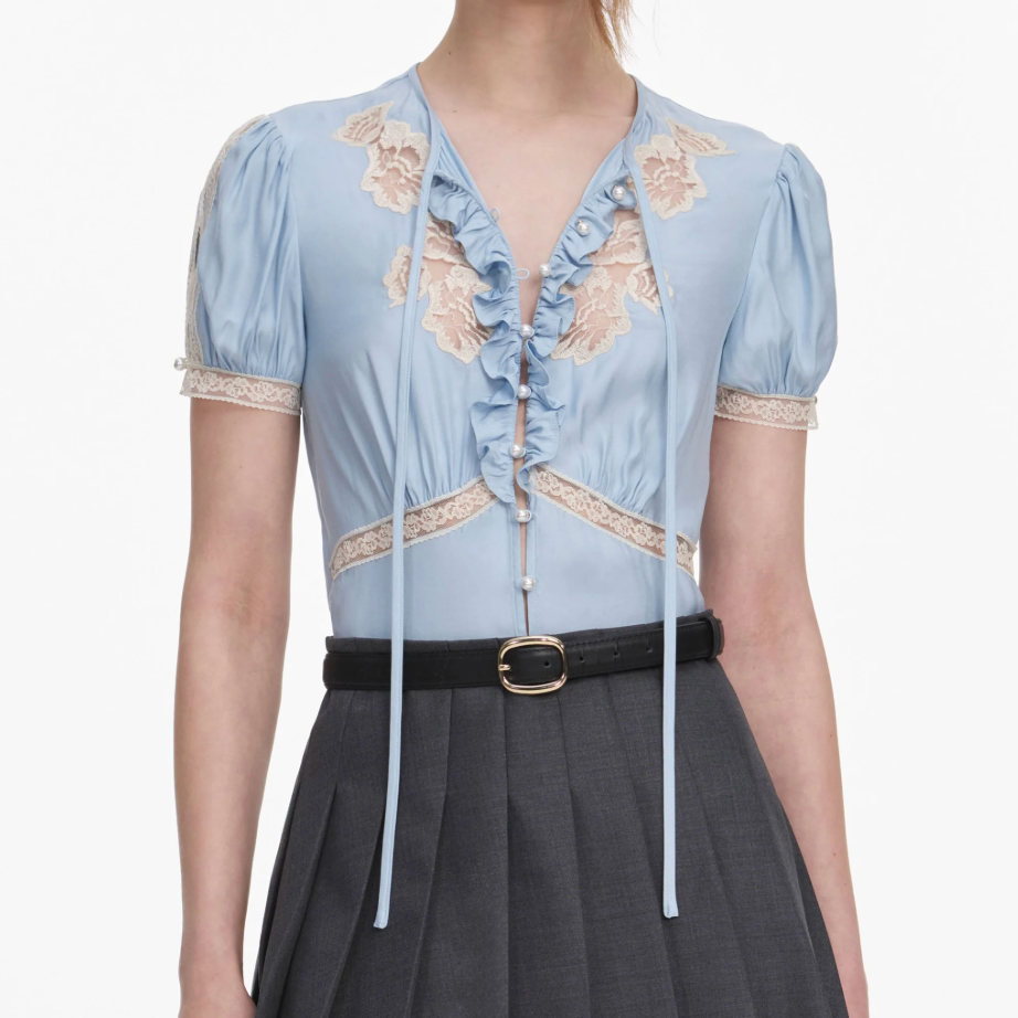 Viscose Lace Top Blue