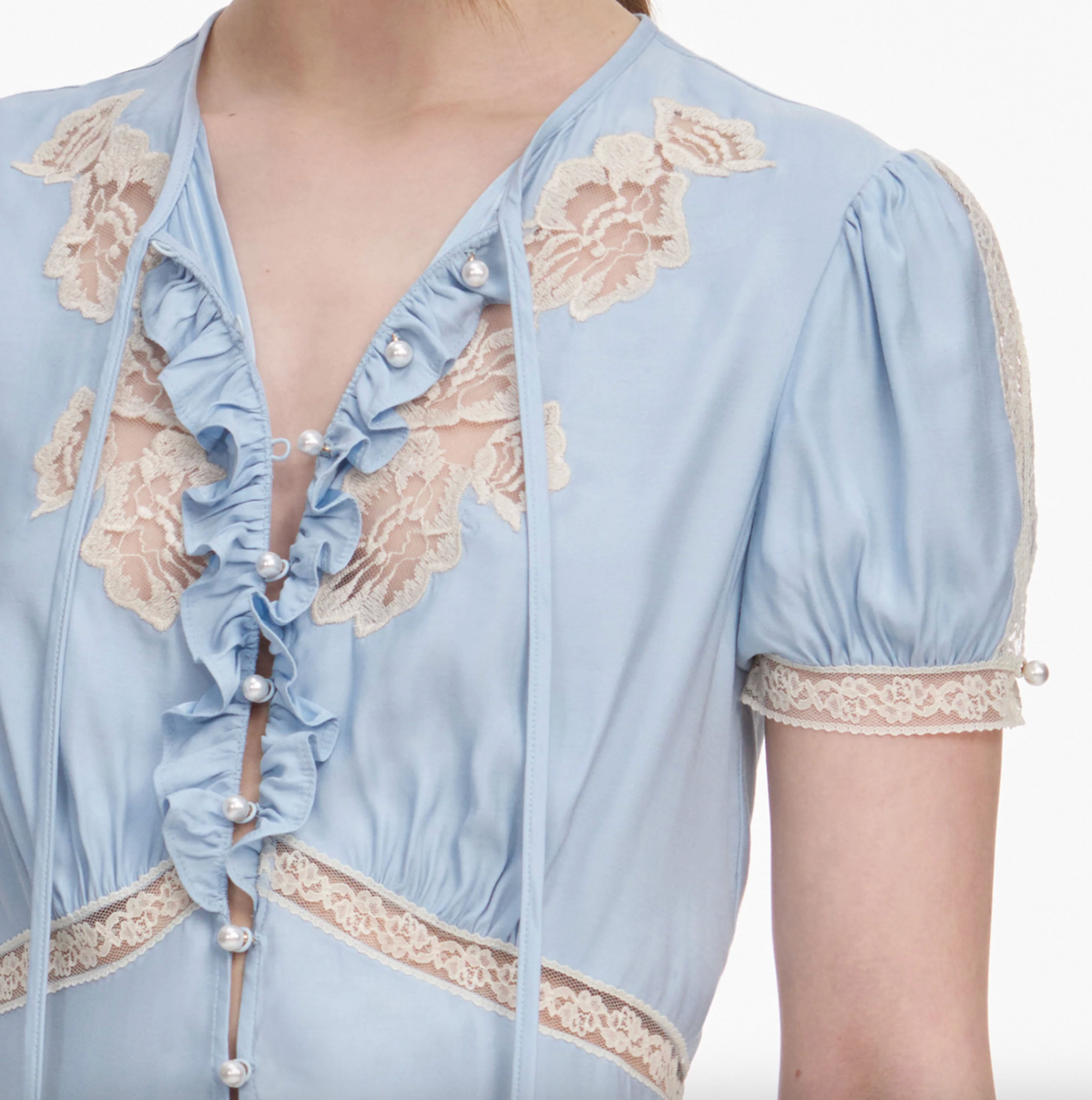 Viscose Lace Top Blue
