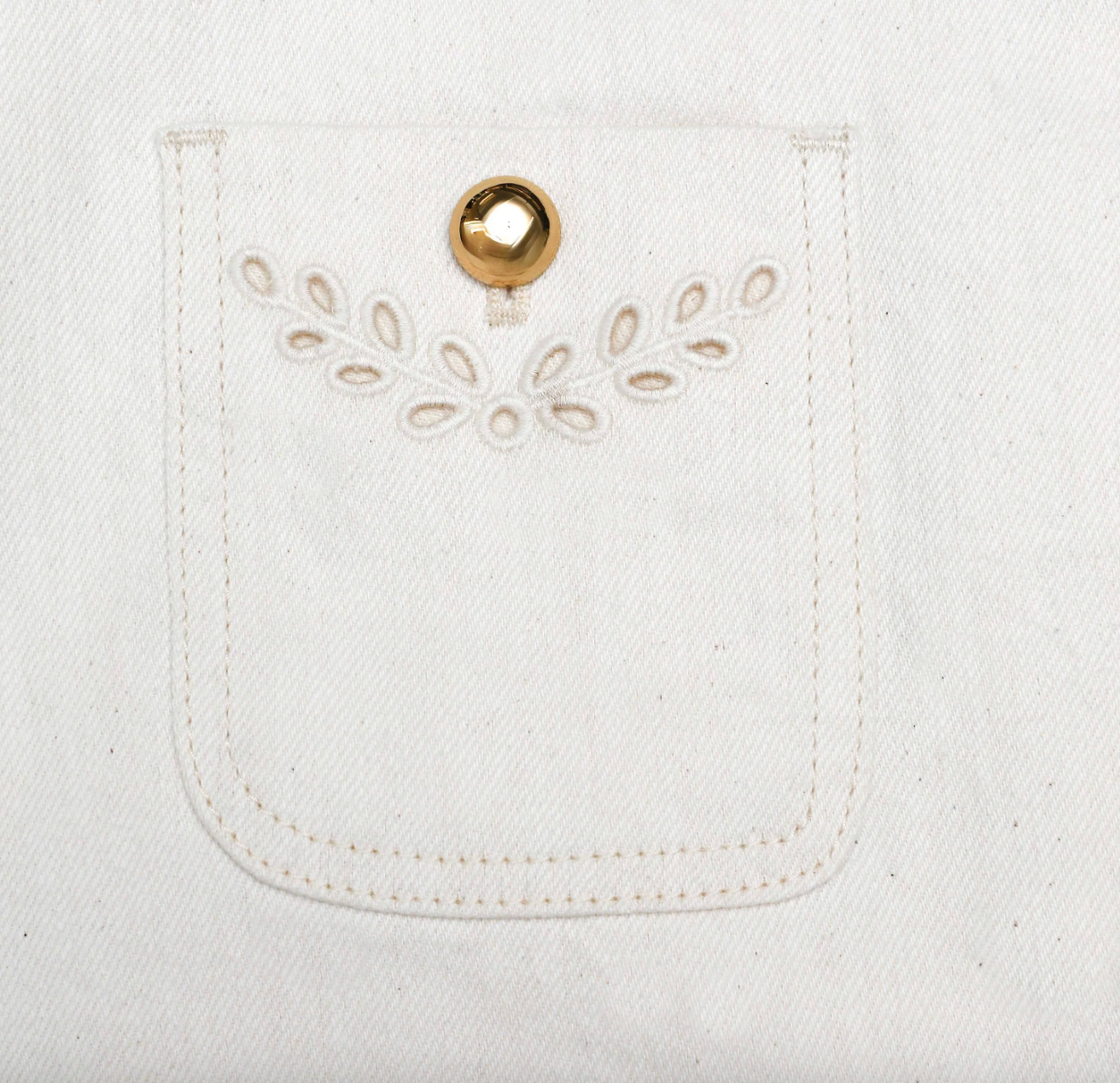Broderie Denim Mini Skirt Ecru