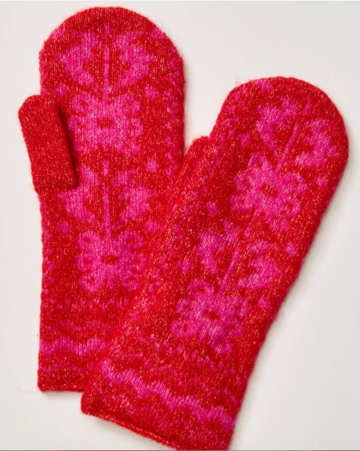 Folk Mitten Pink X Red