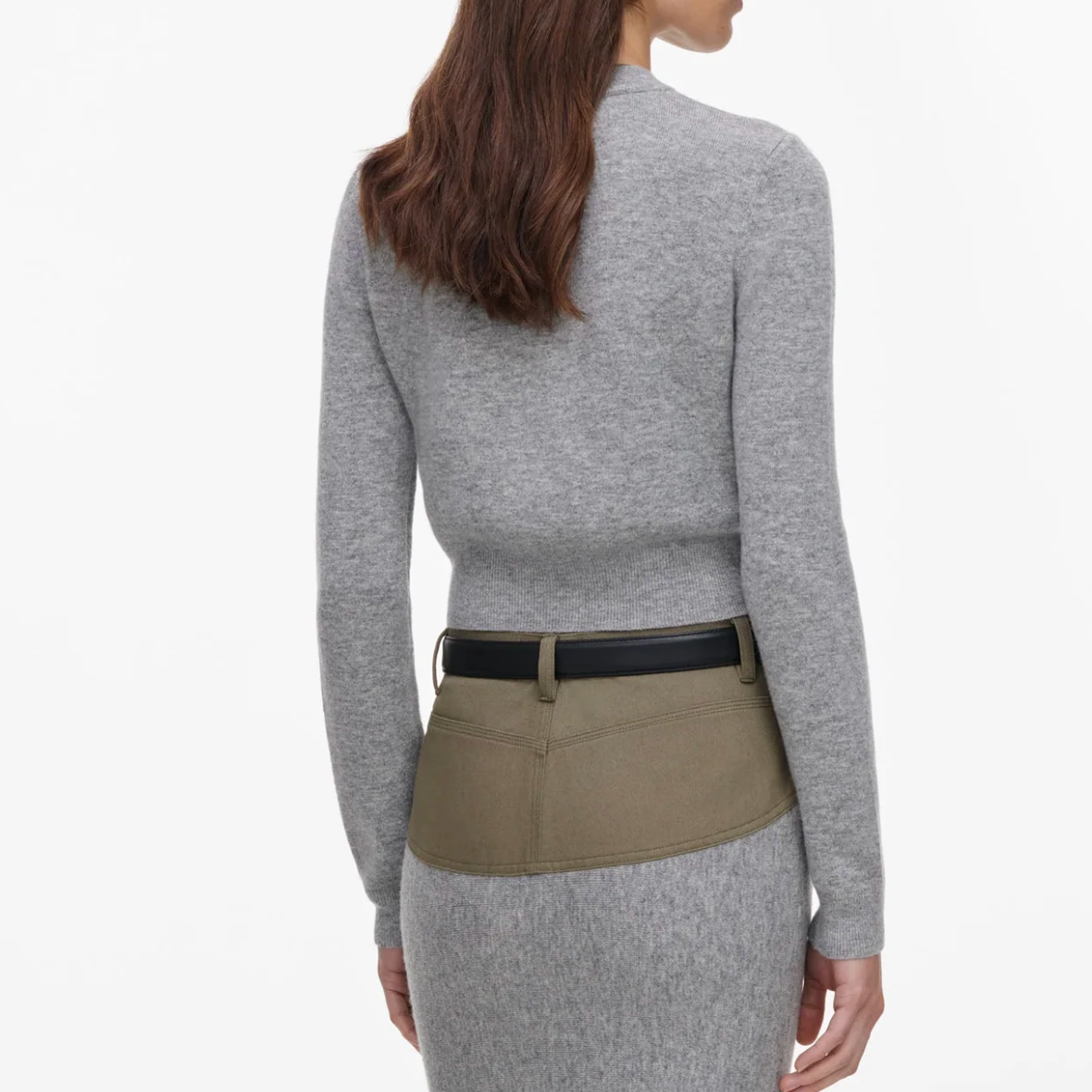 Contrast Placket Cardigan Grey
