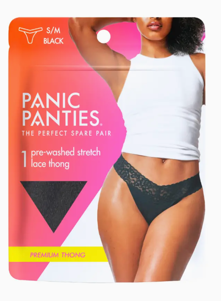 Stretch Lace Thong Black