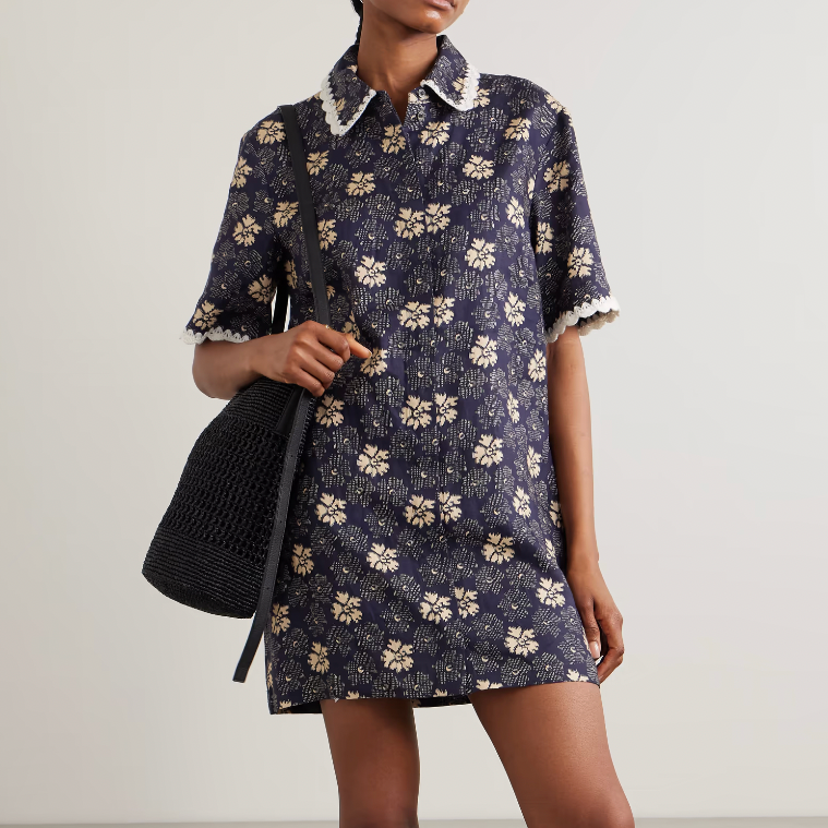 Gloria Print Mini Dress Navy