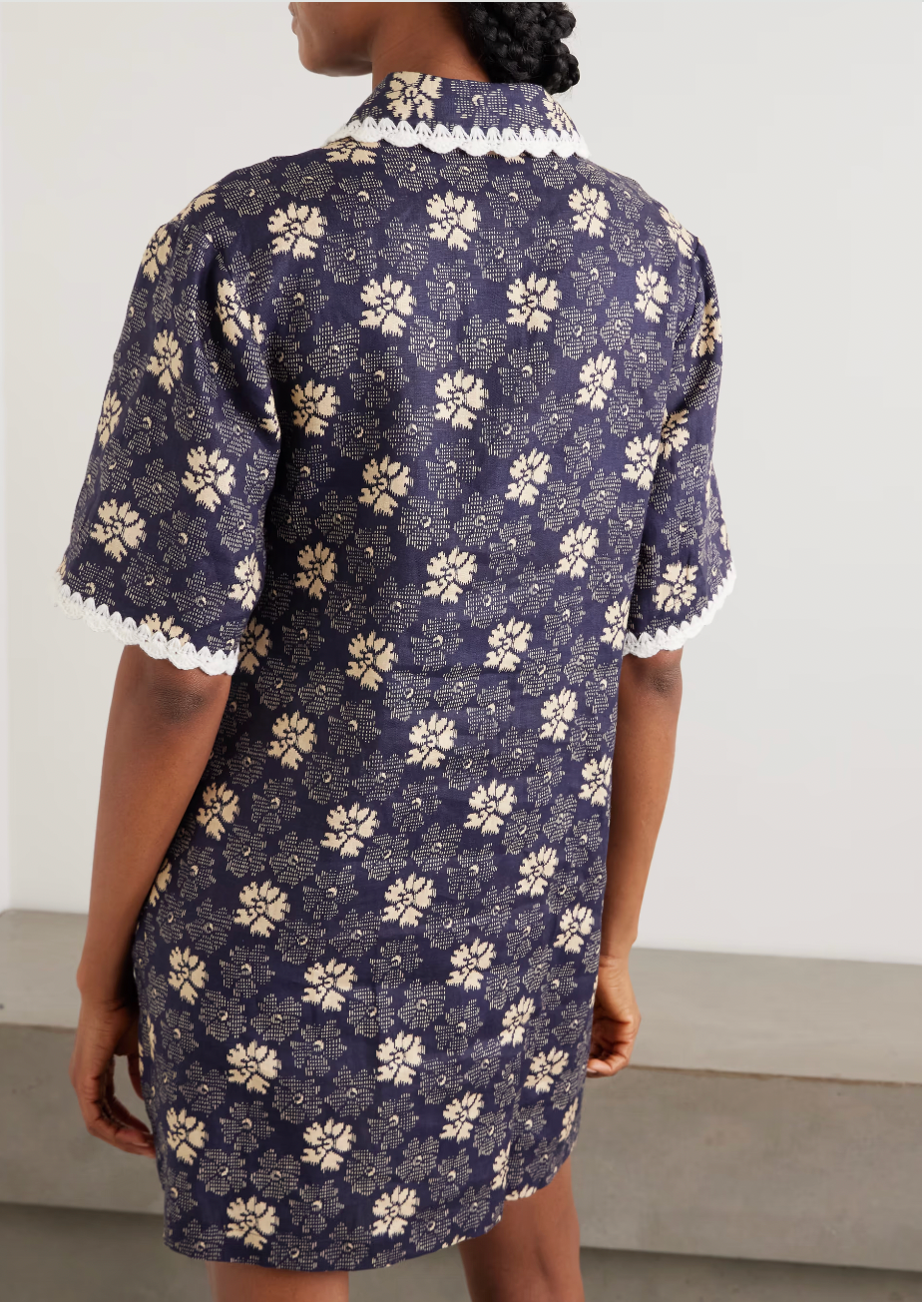 Gloria Print Mini Dress Navy