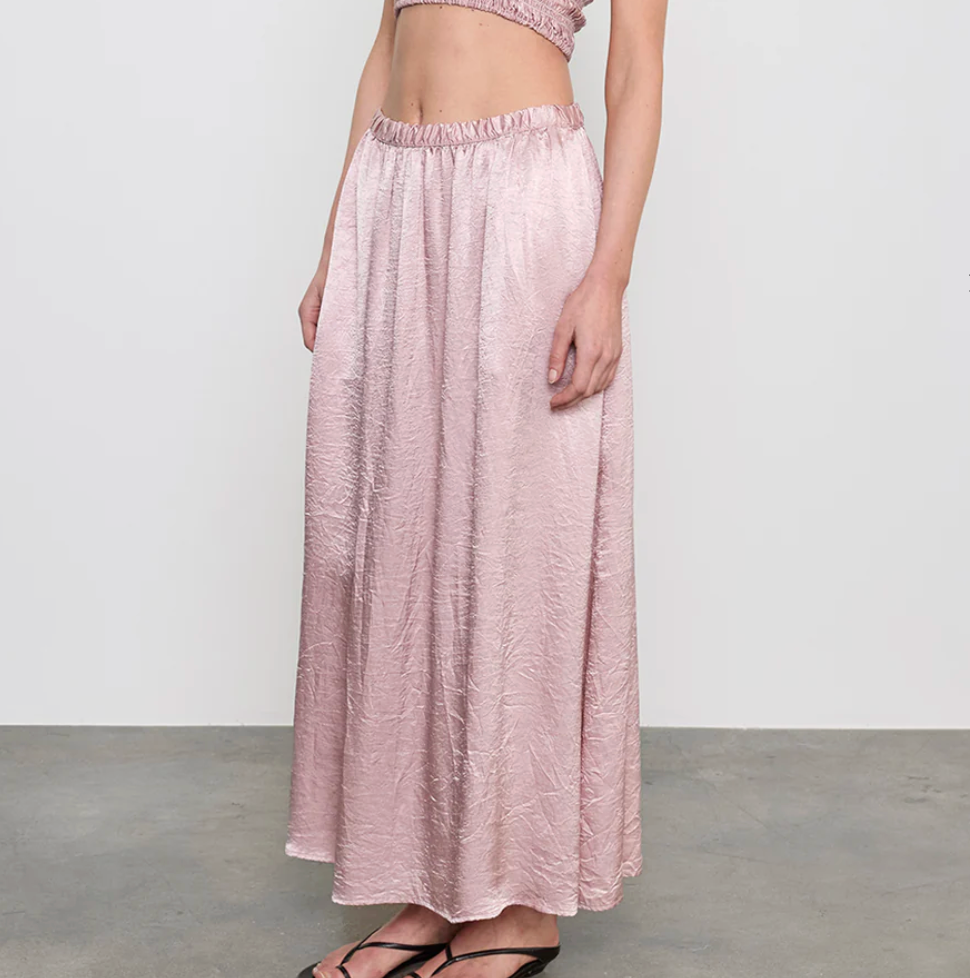 Textured Satin Celeste Skirt Rose Blush