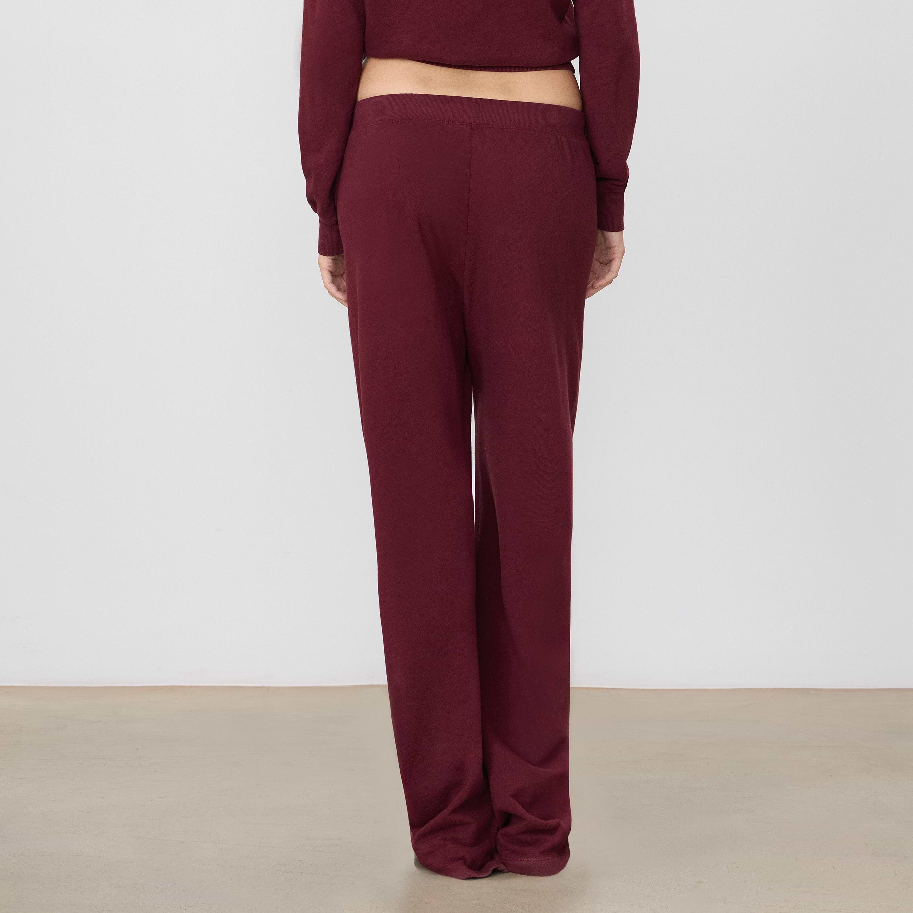 Drawstring Wide Leg Sweatpant Oxblood
