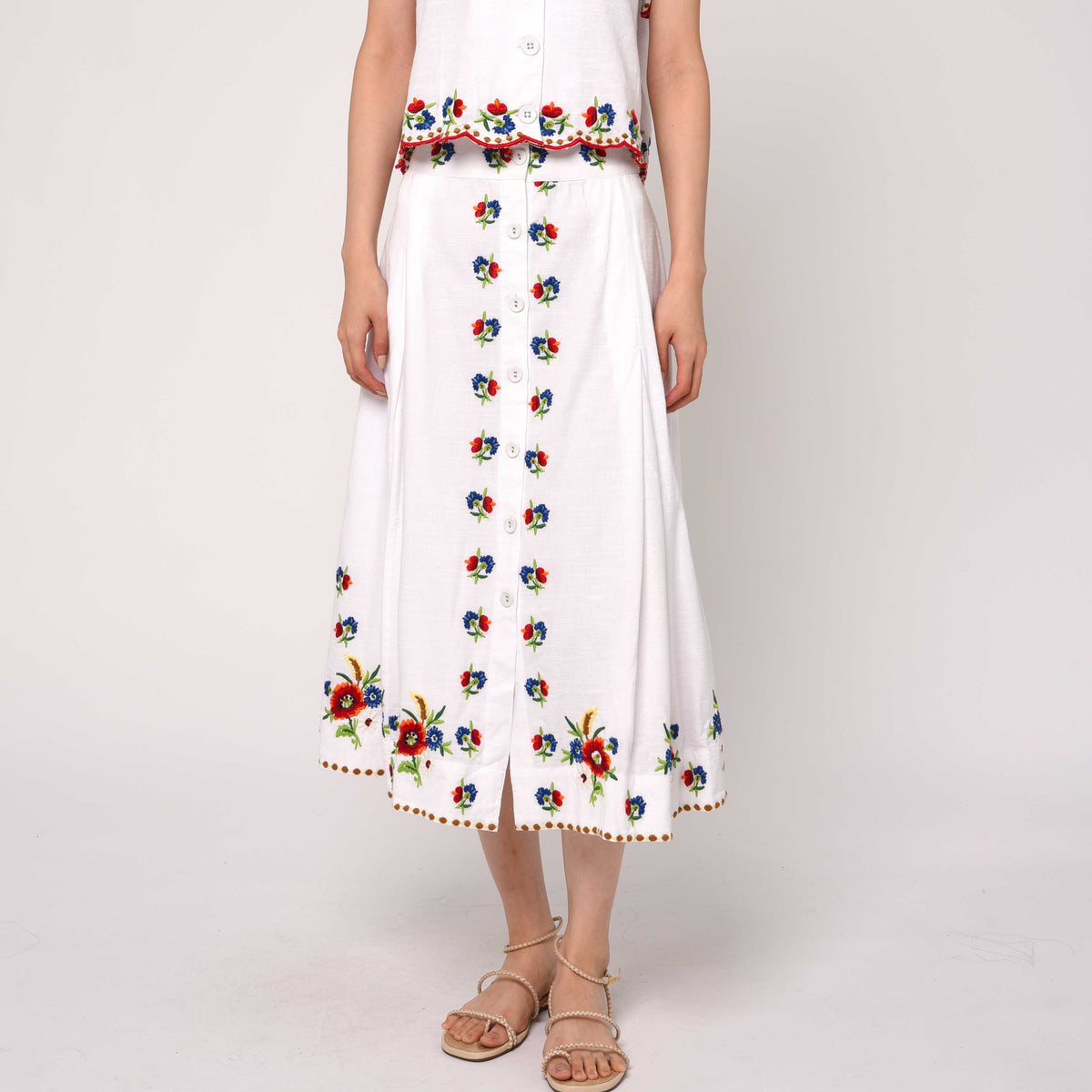 Berri Midi Skirt May Morris Emb | WELLGROUND
