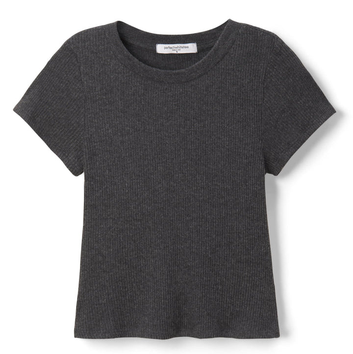 Gabby Rib S/S Crew Charcoal