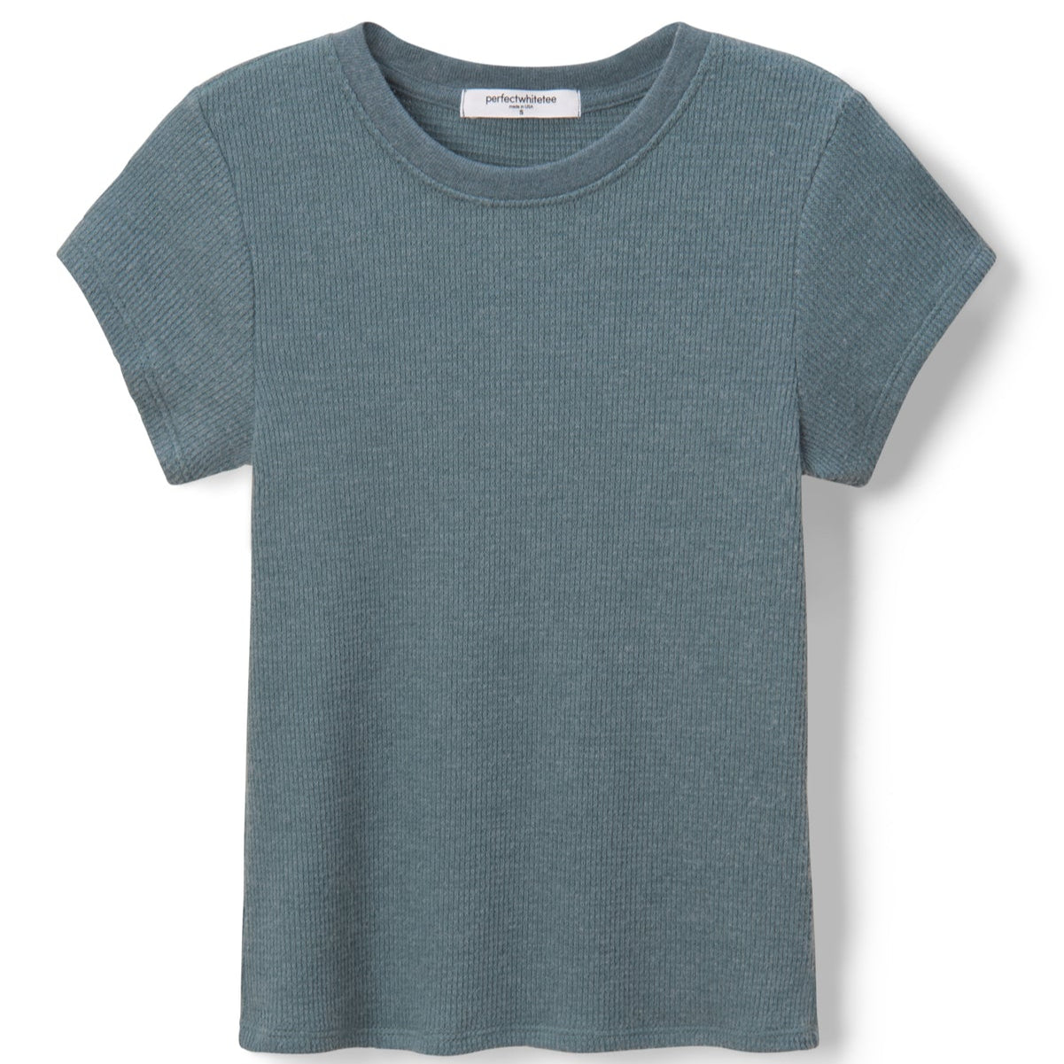 Mindy Waffle SS Crew Tee Slate