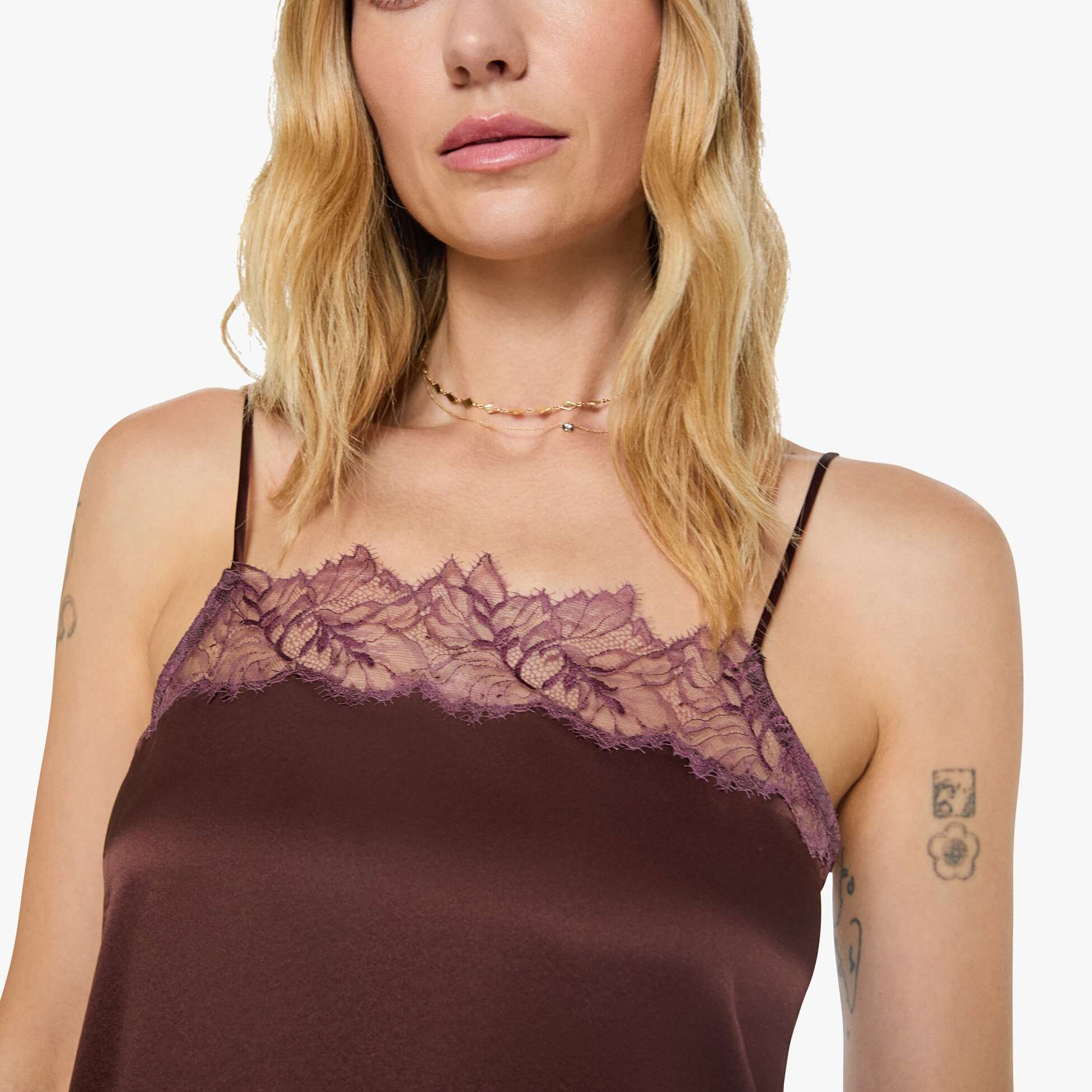 Haya Lace Trim Cami Hunter Cinnabar