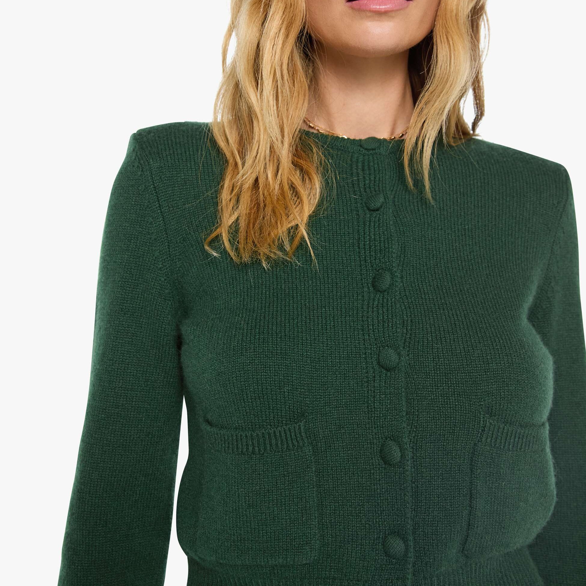 Emilia Shoulder Pad Cardigan Hunter Green