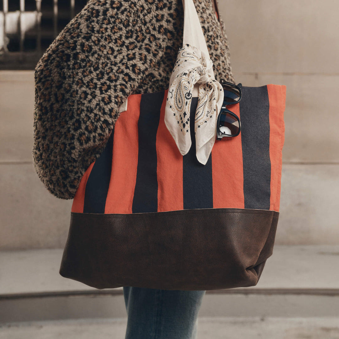 The Stripe Tote Hot Red Prep Stripe