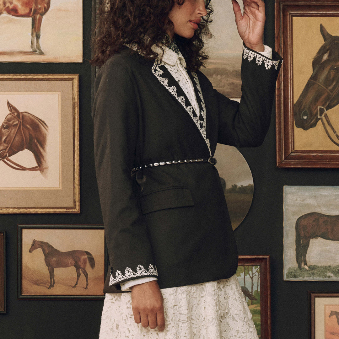 The Beaded Belt Black w/ Silver