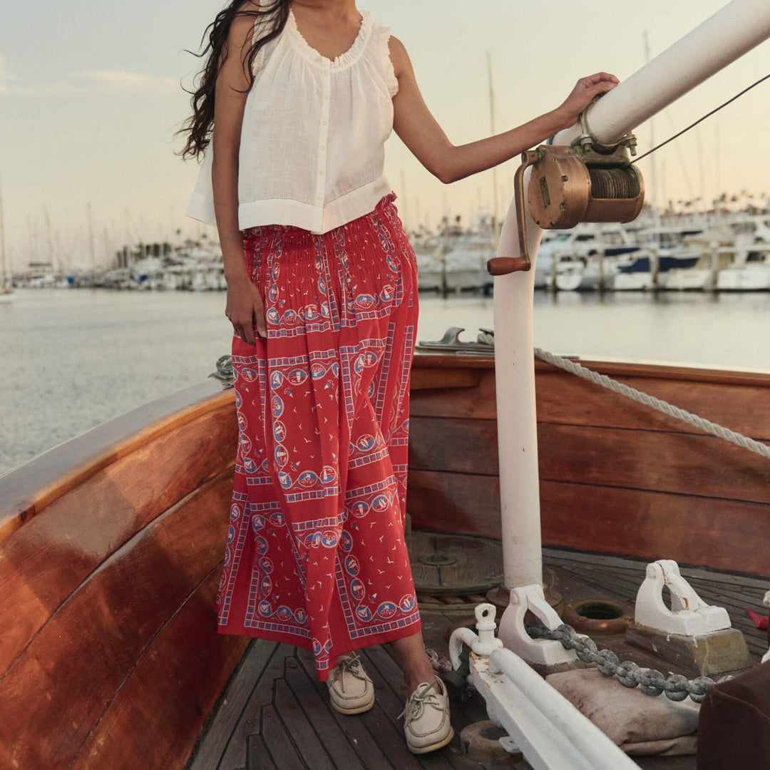 The Canary Skirt Red Sailboat Bandana