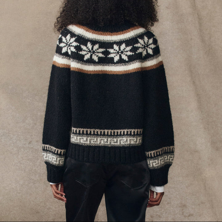 The Snowflake Ice Rink Cardigan Black