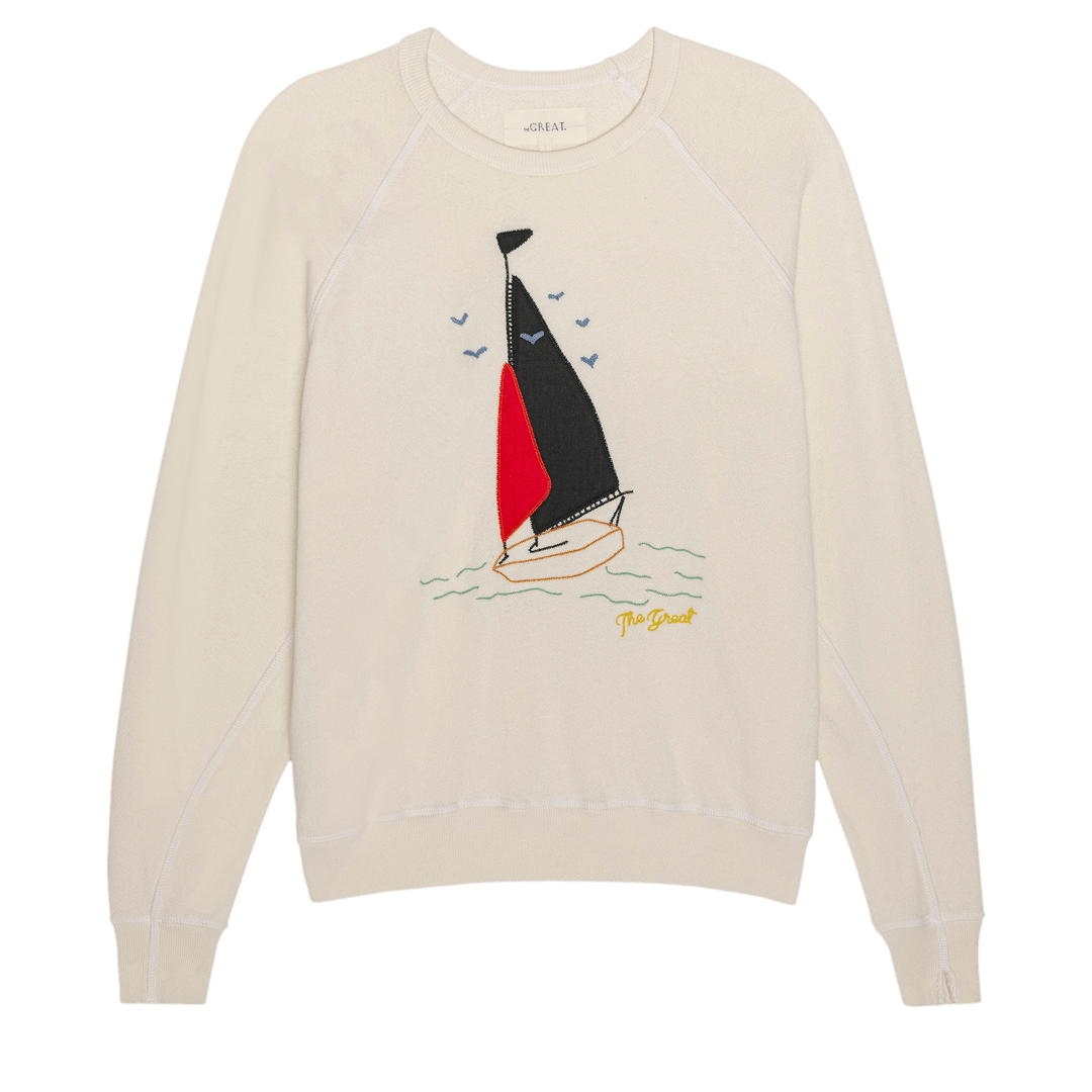 The College Sweatshirt Sailing Boat Washed White