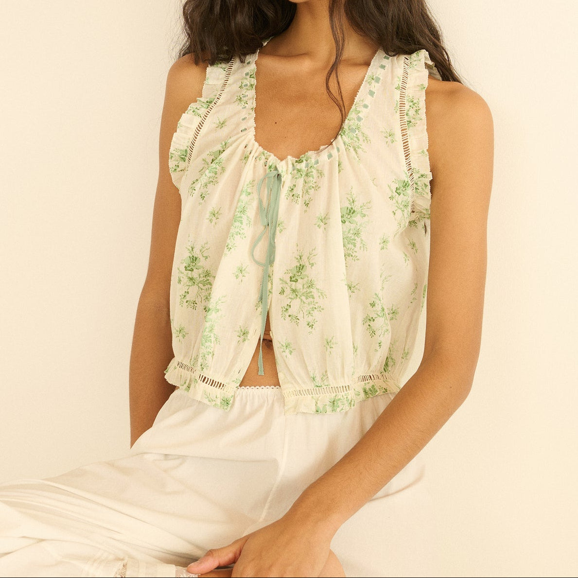 Traveler Top Vert Petit Bouquet
