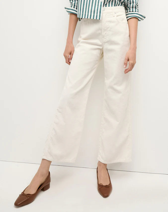 Taylor Cropped High Rise Cord Ecru