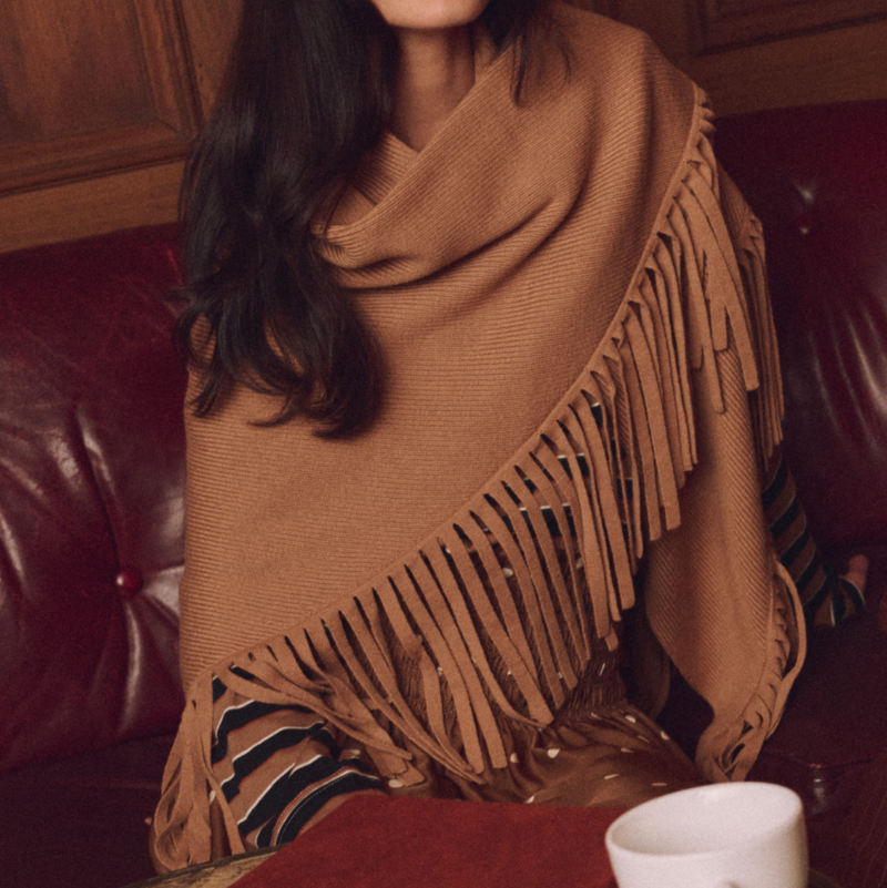 The Big Sweater Fringe Scarf Camel