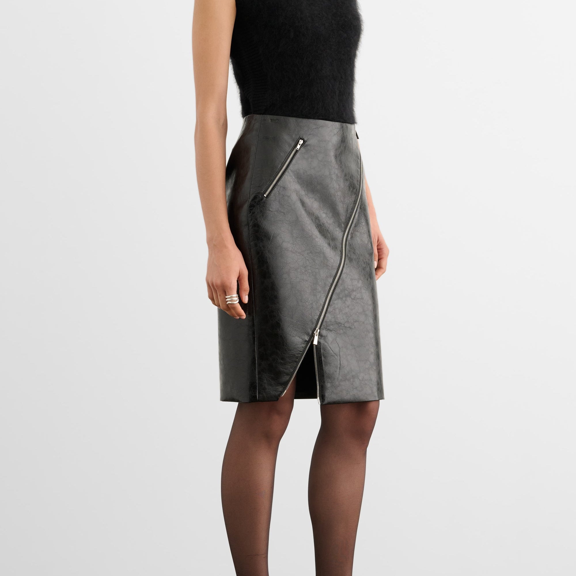 Verena Zip Front Skirt Jet