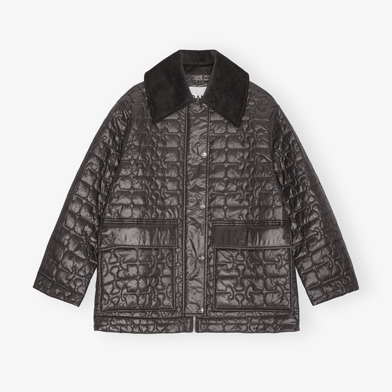 Shiny Quilt Midi Jacket Phantom